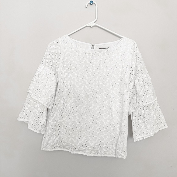 Nasty gal ruffle sleeve keyhole white blouse - Picture 1 of 5